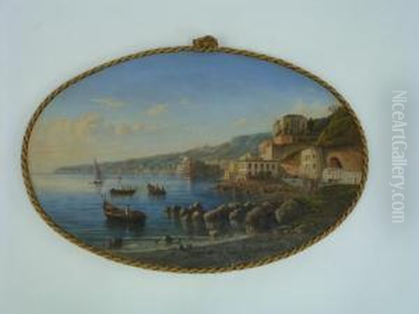 The Bay Of Naples Oil Painting by Achille Solari