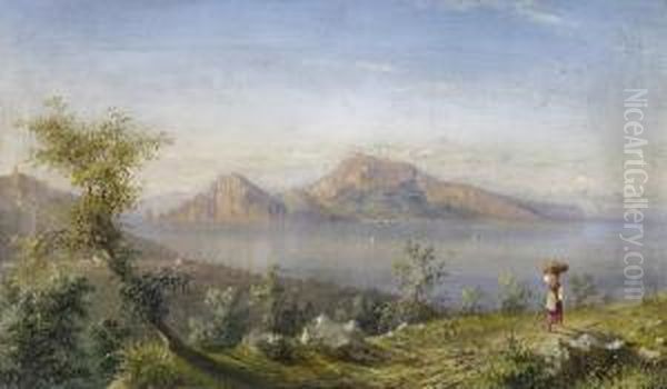 View Of Capri From Sorrent Oil Painting by Achille Solari