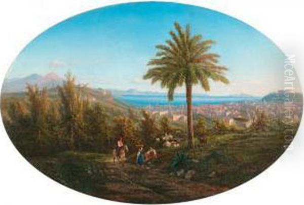 View Of Naples. Oil Painting by Achille Solari