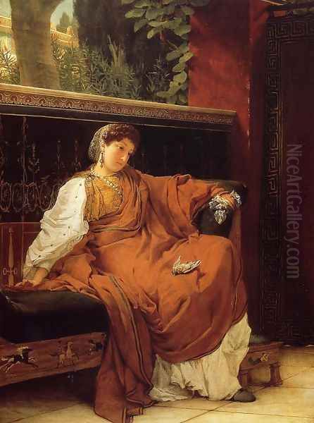 Lesbia Weeping over a Sparrow Oil Painting by Sir Lawrence Alma-Tadema