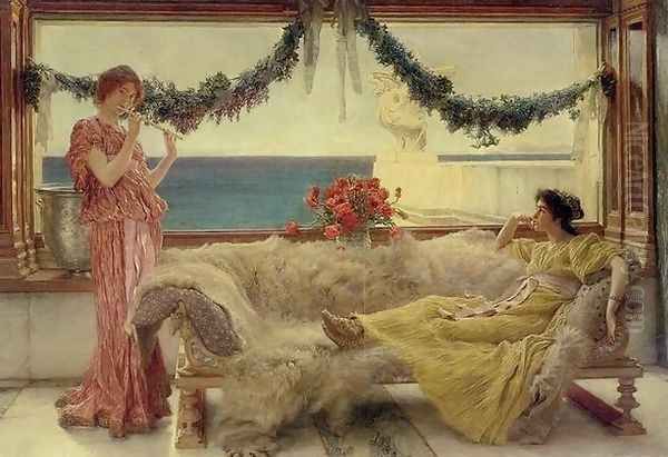 Melody on a Meditaranean Terrace Oil Painting by Sir Lawrence Alma-Tadema