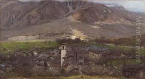 Paesaggio Della Val Camonica Oil Painting by Arnoldo Soldini