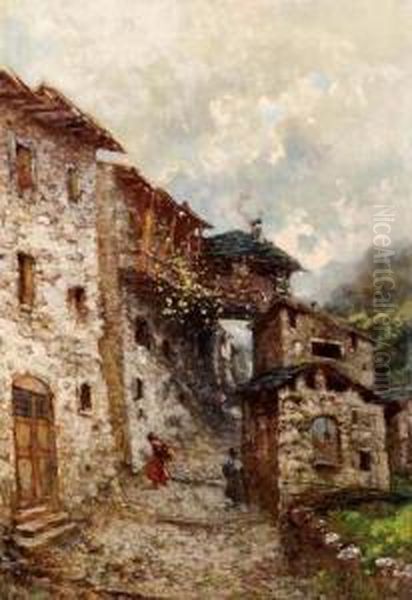 Vicolo Di Paese Montano Oil Painting by Arnoldo Soldini