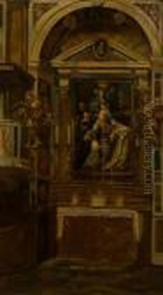 Kircheninterieur - St. Ignatius In Rom Oil Painting by Luigi D. Soldini