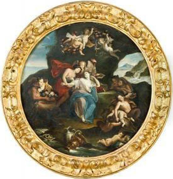 Bacco E Arianna Sull'isola Di Nasso Oil Painting by Giovanni Gioseffo da Sole