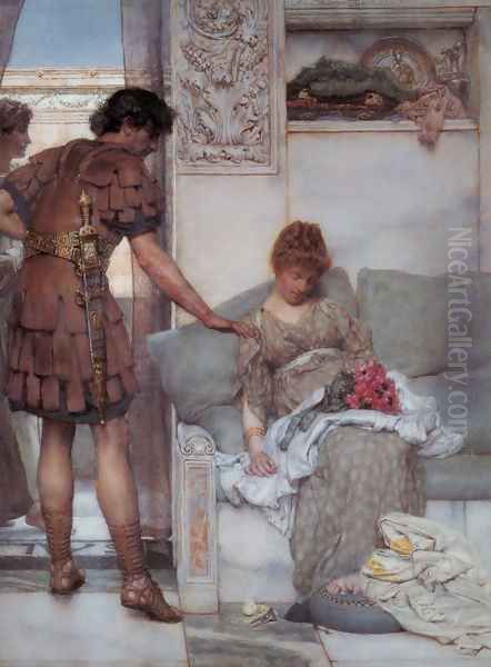 A Silent Greeting Oil Painting by Sir Lawrence Alma-Tadema