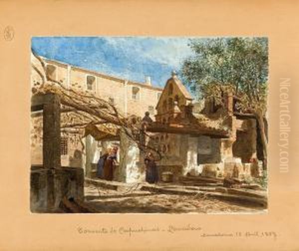 El Lavadero Del Convento De Capuchinas De Barcelona Oil Painting by Francisco Soler Rovirosa