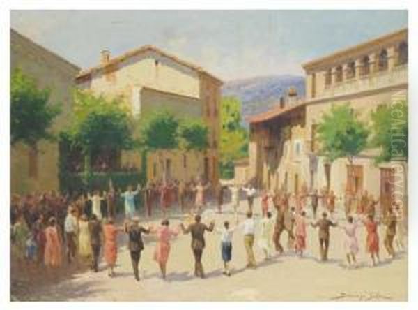 Sardana Popular Oil Painting by Domingo I Solergili