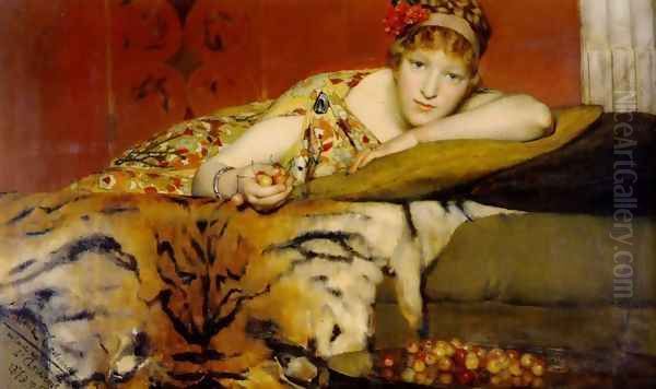 Cherries Oil Painting by Sir Lawrence Alma-Tadema