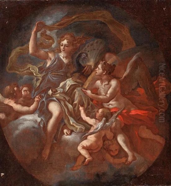 Alegoria Con La Diosa Hera Oil Painting by Francesco Solimena