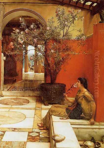 An Oleander Oil Painting by Sir Lawrence Alma-Tadema