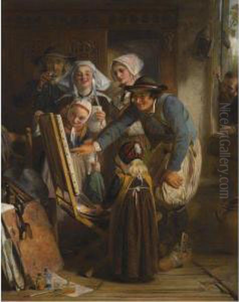 Art Critics Of Brittany Oil Painting by Abraham Solomon