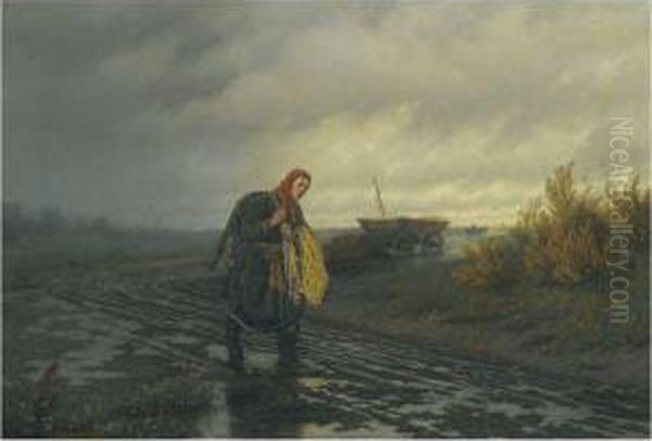 The Stormy Road Oil Painting by Leonid Ivanovic Solomatkin