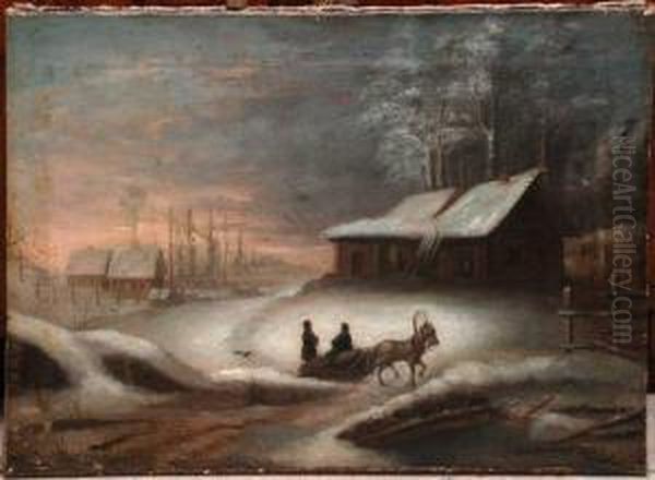 Winter Sleigh Ride Oil Painting by Leonid Ivanovic Solomatkin