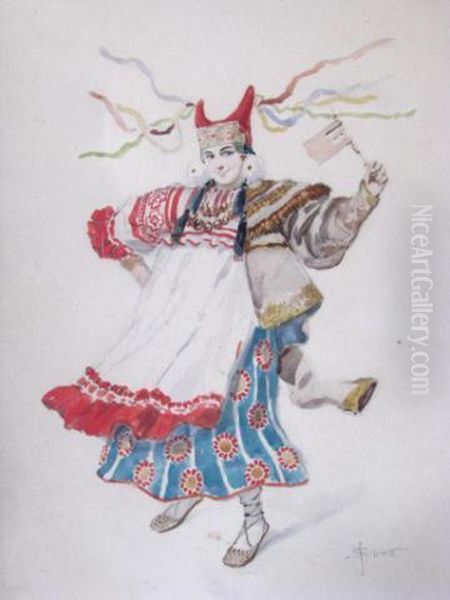 Costume Designs Oil Painting by Sergei Sergeevich Solomko