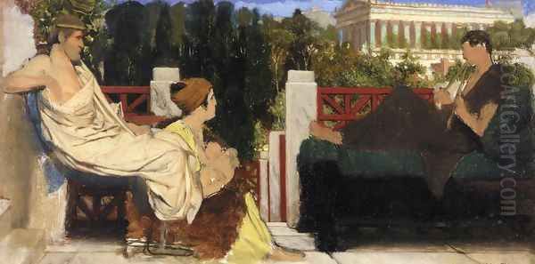 Figures on the Terrace by the Acropolis Oil Painting by Sir Lawrence Alma-Tadema