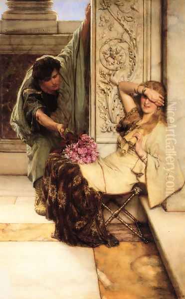 Shy Oil Painting by Sir Lawrence Alma-Tadema