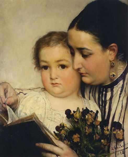 Portrait Of Mme Bonnefoy And M Puttemans Oil Painting by Sir Lawrence Alma-Tadema