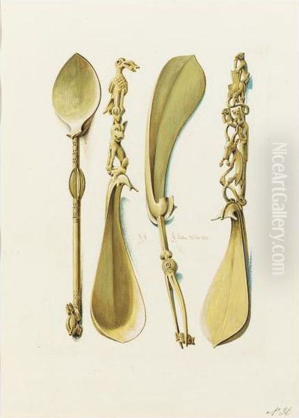 Utensils Oil Painting by Hermann Wilhelm Soltau