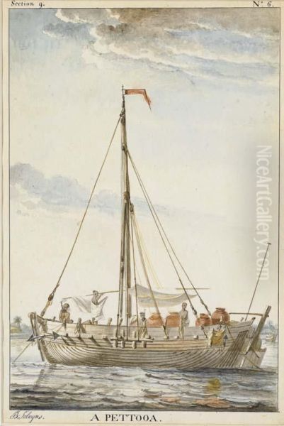 A Pettooa Ou Bateau Marchand D'orissa Sur La Baie Du Bengale Oil Painting by Balthazar Solvyns