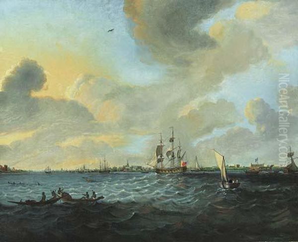 View Of Calcutta, From Below Fort William, Looking North, Withshipping Oil Painting by Balthazar Solvyns