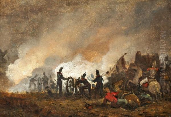 Cena Da Batalha De Waterloo Oil Painting by Louis Somers