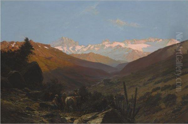 A Scene In The Andes, Chile Oil Painting by Thomas Jacques Somerscales