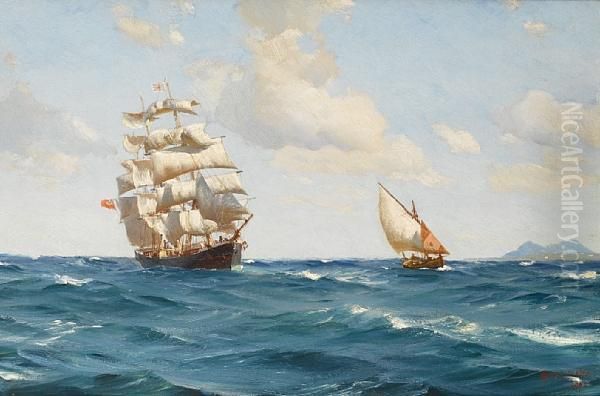 Off The Mouth Of The Tagus Oil Painting by Thomas Jacques Somerscales