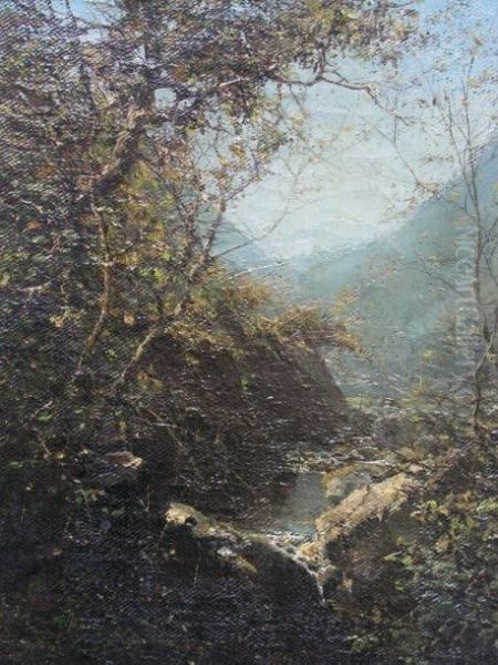 Paysage Au Pont - La Vallee Oil Painting by Thomas Jacques Somerscales