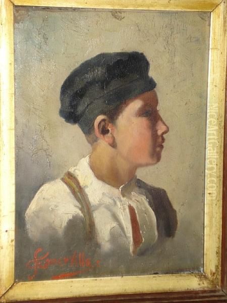 The Head Of A Young Boy, Wearing A Cap Oil Painting by Edith Oenone Somerville