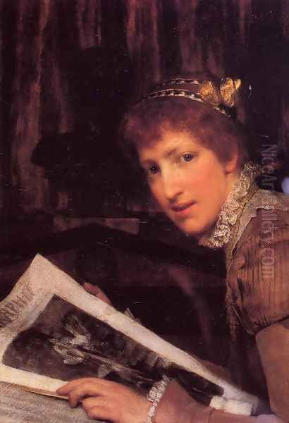 Interrupted Oil Painting by Sir Lawrence Alma-Tadema