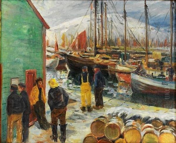 Havneparti 1911 Oil Painting by Jacob Somme