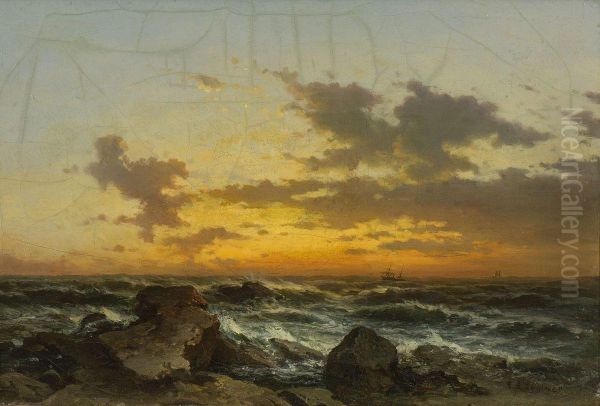 Sonnenuntergang An Felsiger
 Meereskuste Oil Painting by Carl August Sommer