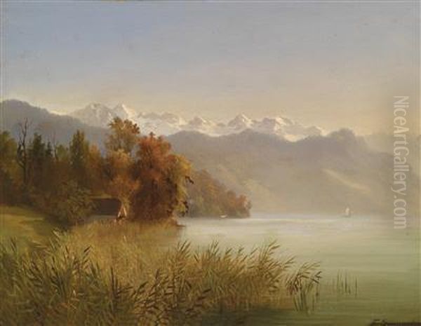 On Lakegeneva Oil Painting by Ferdinand Sommer