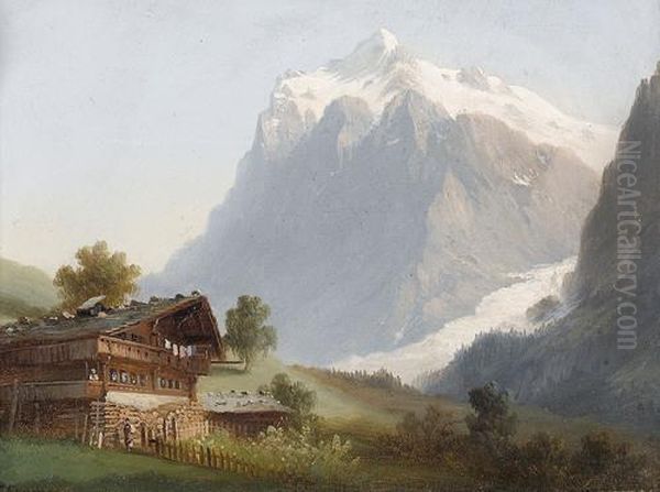 Blick Von Grindelwald Auf Das Wetterhorn Oil Painting by Ferdinand Sommer