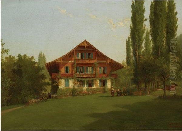 A Chlet In Tanne (thoune), Switzerland Oil Painting by Ferdinand Sommer