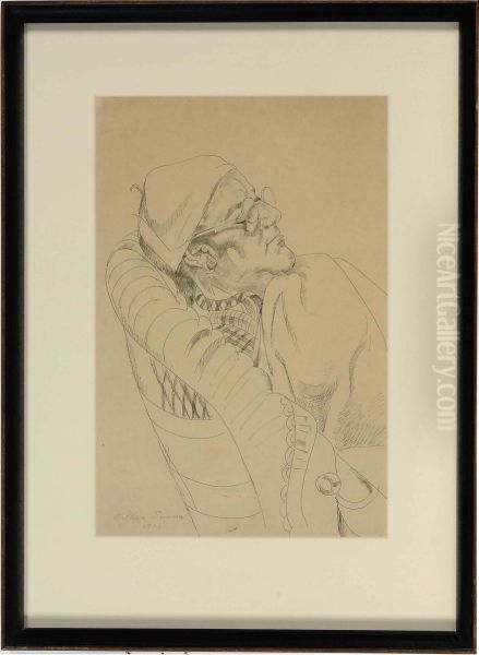 Portait Of A Figure Sleeping; And Two Companion Drawings by William Sommer