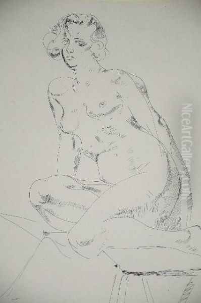 Seated Female Nude Oil Painting by William Sommer