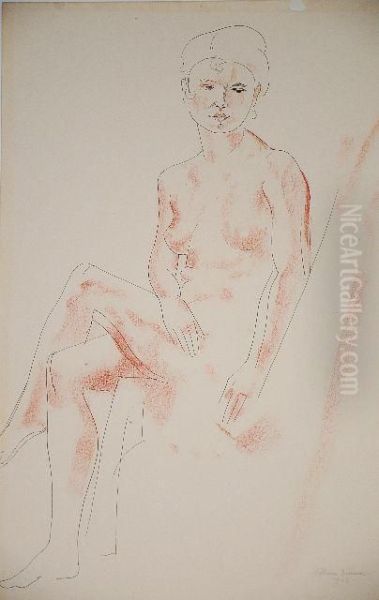 Seated Female Nude Oil Painting by William Sommer