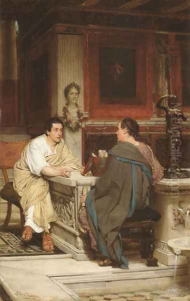 The Discourse (or A Chat) Oil Painting by Sir Lawrence Alma-Tadema