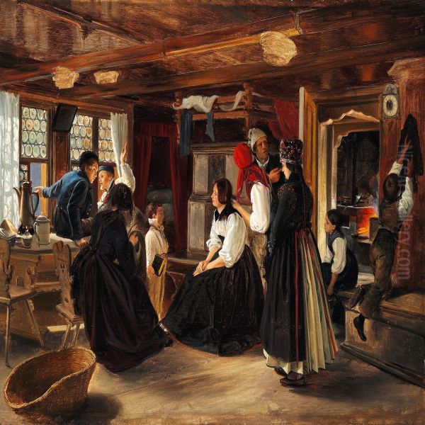 Wedding Preparations Oil Painting by Hermann Sondermann