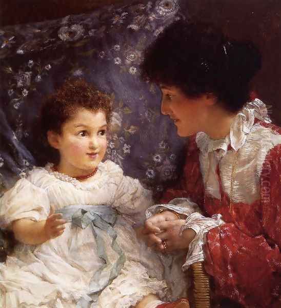 Mrs George Lewis and Her Daughter Elizabeth Oil Painting by Sir Lawrence Alma-Tadema