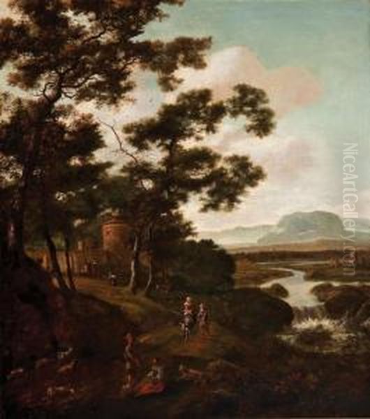 Figures In Landscape Oil Painting by Jan Gabrielsz. Sonje