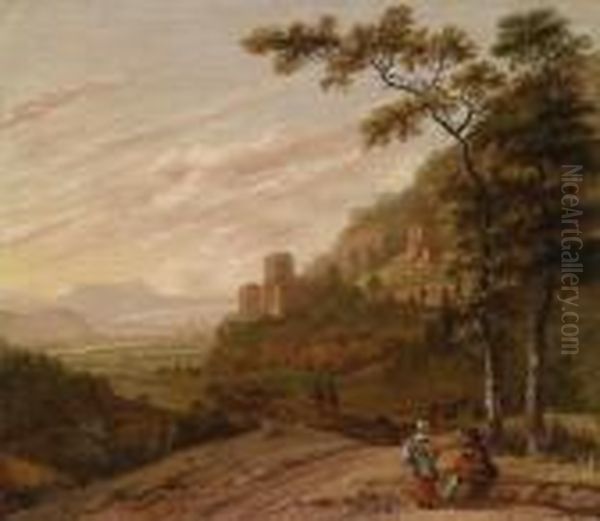 Peasants In A Southern Landscape Oil Painting by Jan Gabrielsz. Sonje