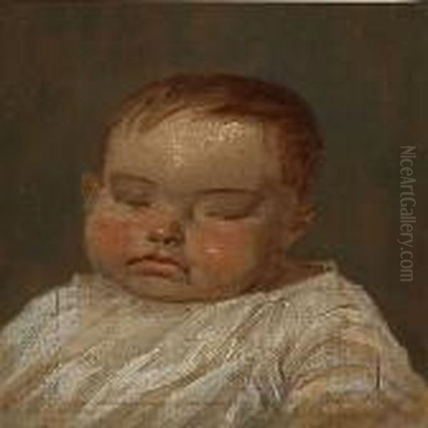 Study Of A Child's Head Oil Painting by Jorgen Valentin Sonne