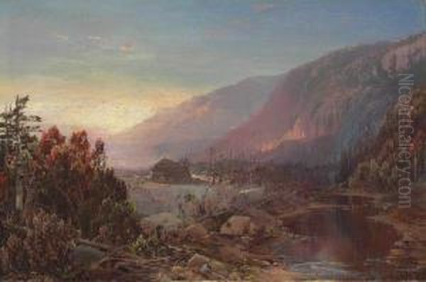 River Landscape Oil Painting by William Louis Sonntag