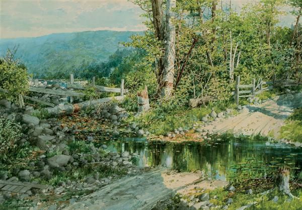 A Stream In Early Spring Oil Painting by William Louis Ii Sonntag