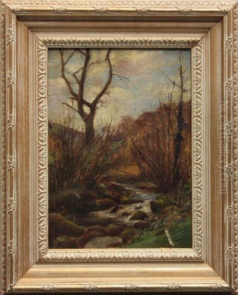 Stream Through Woods Oil Painting by William Louis Ii Sonntag