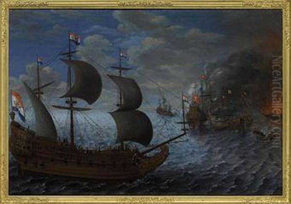 The Battle Of Sluis Oil Painting by Zacharias Sonntag