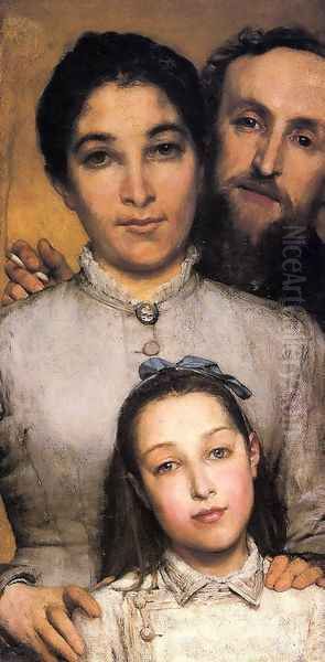 Portrait of Aime-Jules Dalou, his Wife and Daughter Oil Painting by Sir Lawrence Alma-Tadema